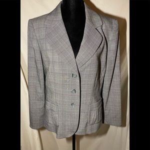Tahari black/white/pink checked classic blazer
